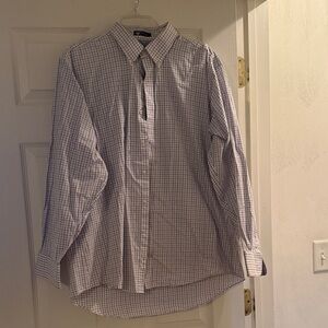 Chaps Men's Light Blue and White Checkered Shirt
